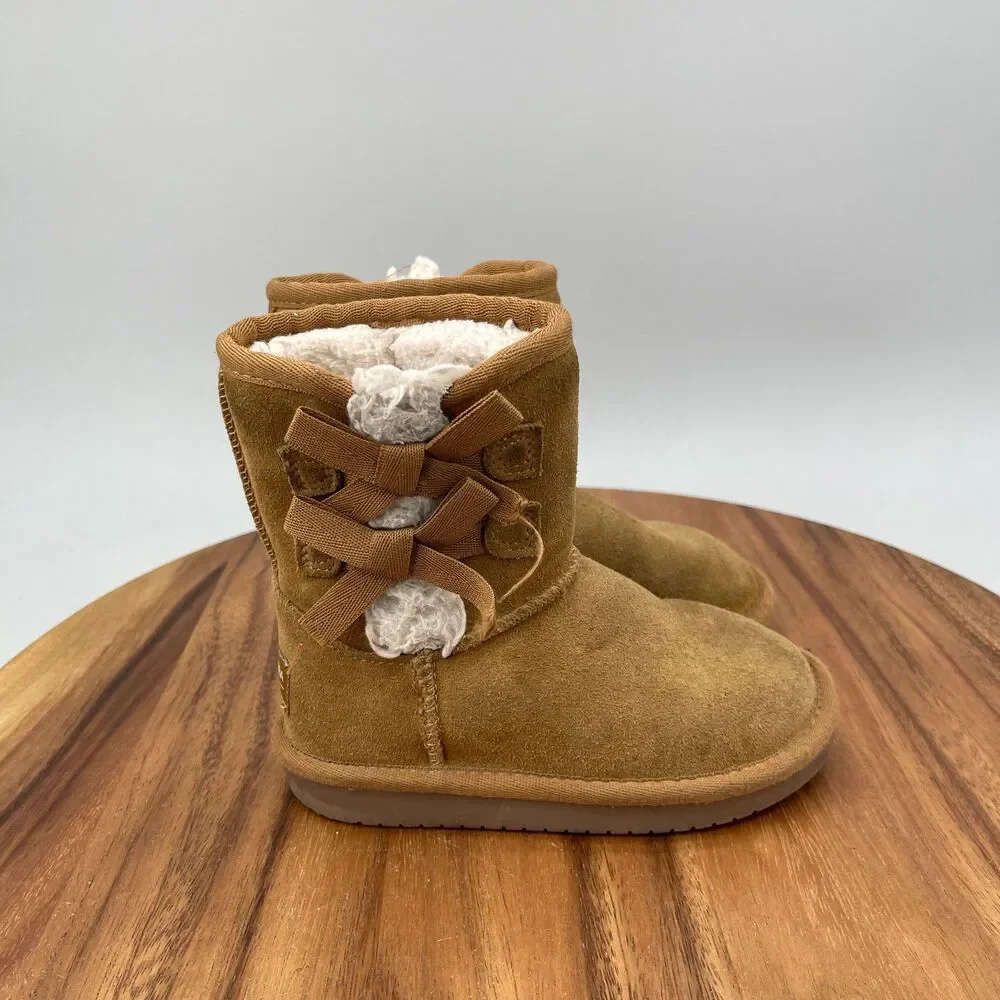 Koolaburra by UGG Victoria Short Boots Youth Girl's Size 9 Chestnut Brown